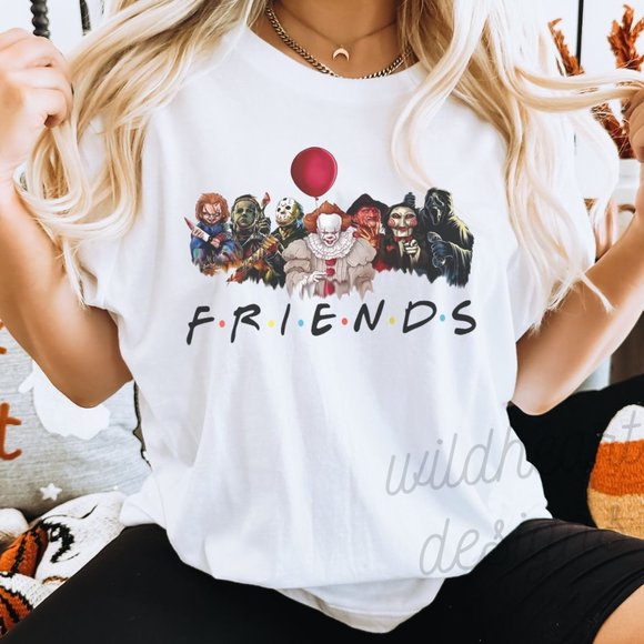 Tops - Horror Friends Halloween Shirt, Unisex Short Sleeve T-shirt, Halloween T-shirt